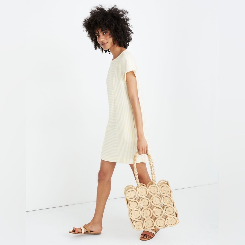 Madewell linen blend button back dress